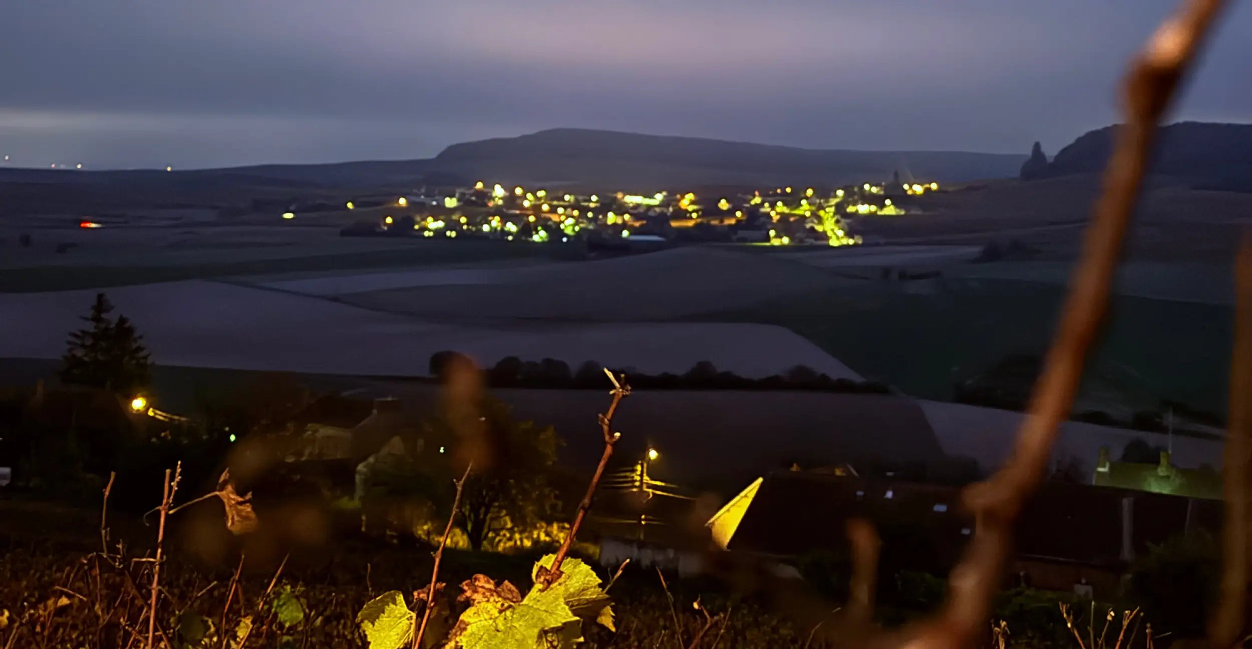 Deux flûtes de champagne avec des lumières scintillantes sur une table